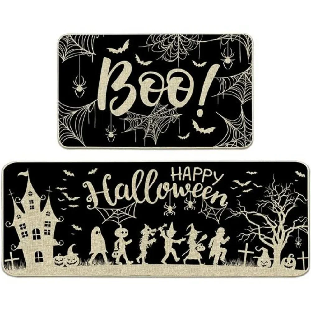 Halloween Kitchen Mats Set of 2, Kitchen Rugs and Mats, 17x29 Inch-17x47 inch
